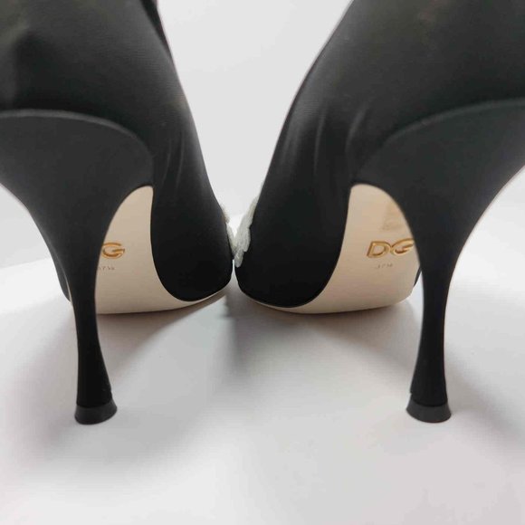 Dolce & Gabbana black stocking style heel with floral embroidery - Picture 7 of 7